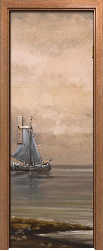 Türposter 70x200 cm Türaufkleber Türtapete Türfolie Klebefolie Meer Landschaft Fischer boote Schiffe