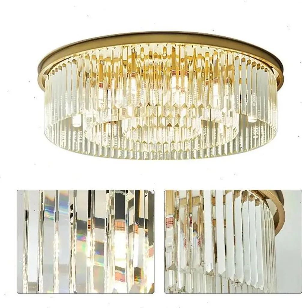 Plafonnier design pour salon et chambre - Lustre cristal 8 feux dimmable