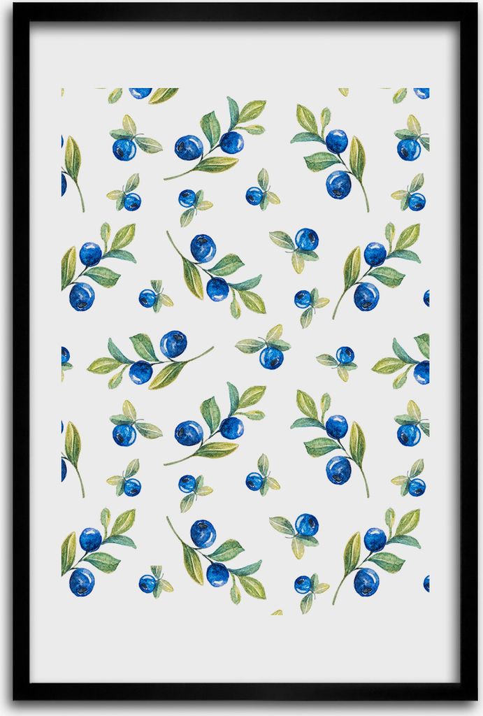 Bild - Bilderrahmen - 40 cm x 60 cm - MDF - Rahmen - Wandkunst - Blaubeeren