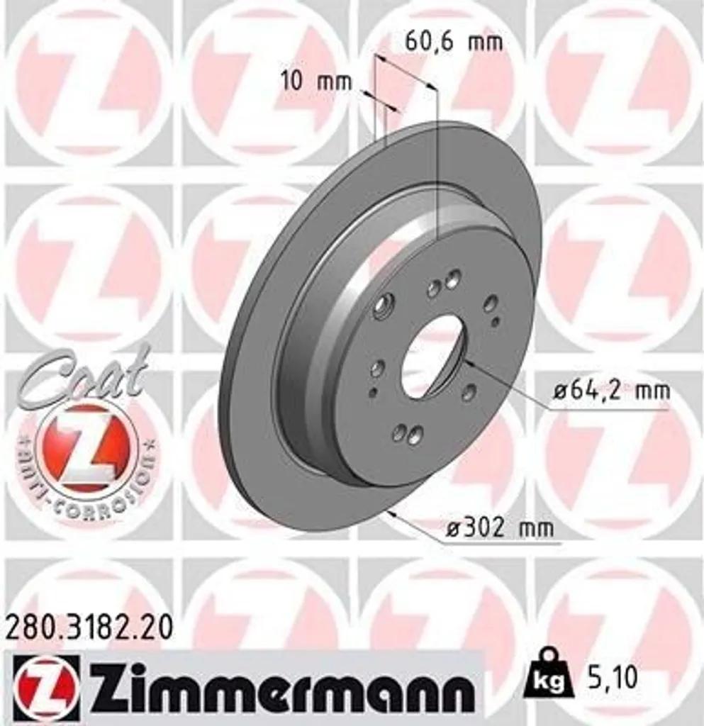Disque de Frein Zimmermann contre Vibrations et Bruit pour Honda CR-V