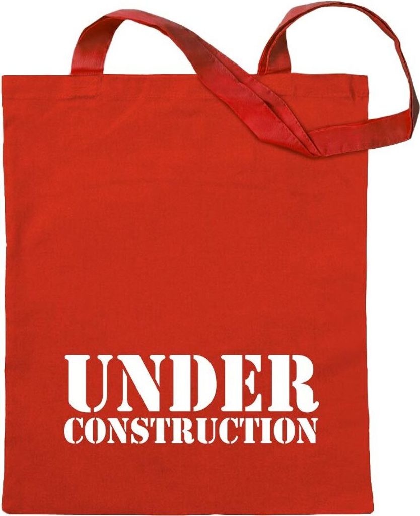 Kiwistar - Baumwolltasche - rot - Under Construction - Tragetasche Stoffbeutel Umhängetasche Langer Henkel