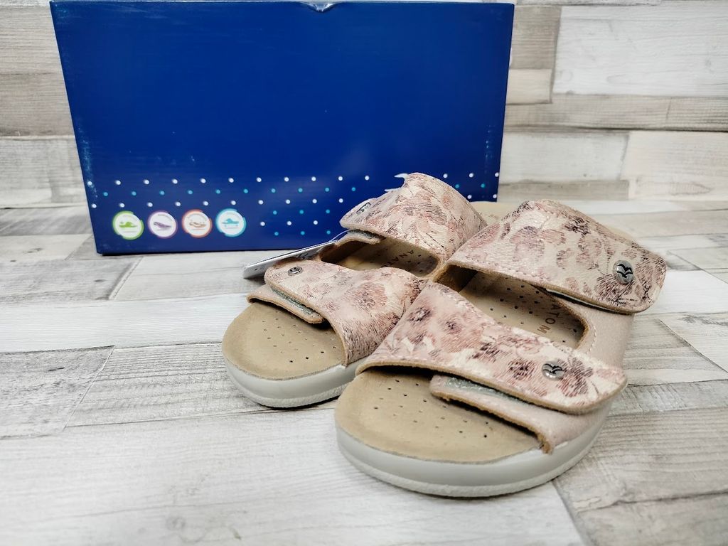 Fly Flot Damen Pantolette rose mit Blumenmuster und zwei Produktbild 