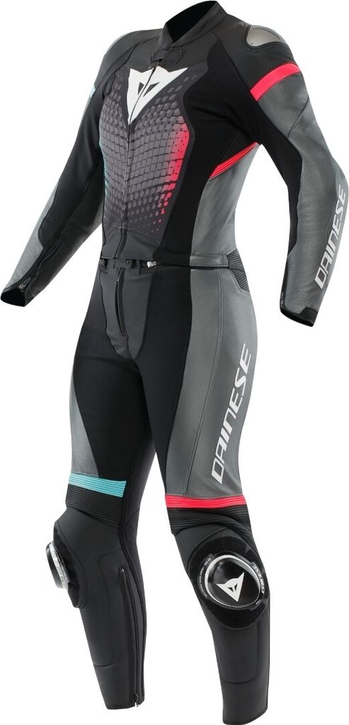 Dainese Fulminea Damen 2-Teiler Motorrad Lederkombi, schwarz/hellblau/pink, 40