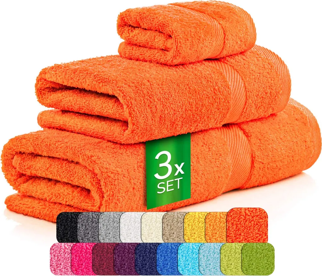 Set 3 Pezzi Asciugamani etérea Carli Orange 100% Cotone 500 GSM Offerta