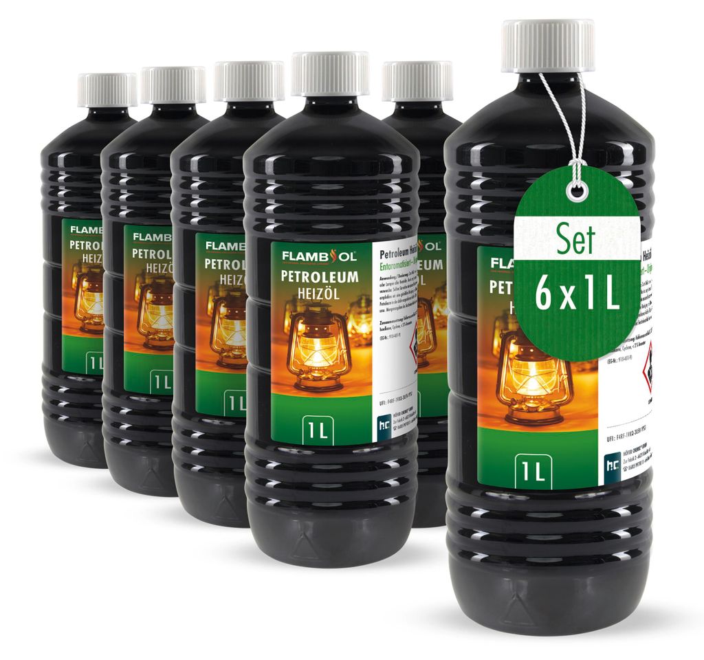 6x 1 L FLAMBIOL® Petroleum Heizöl in Flaschen Produktbild 