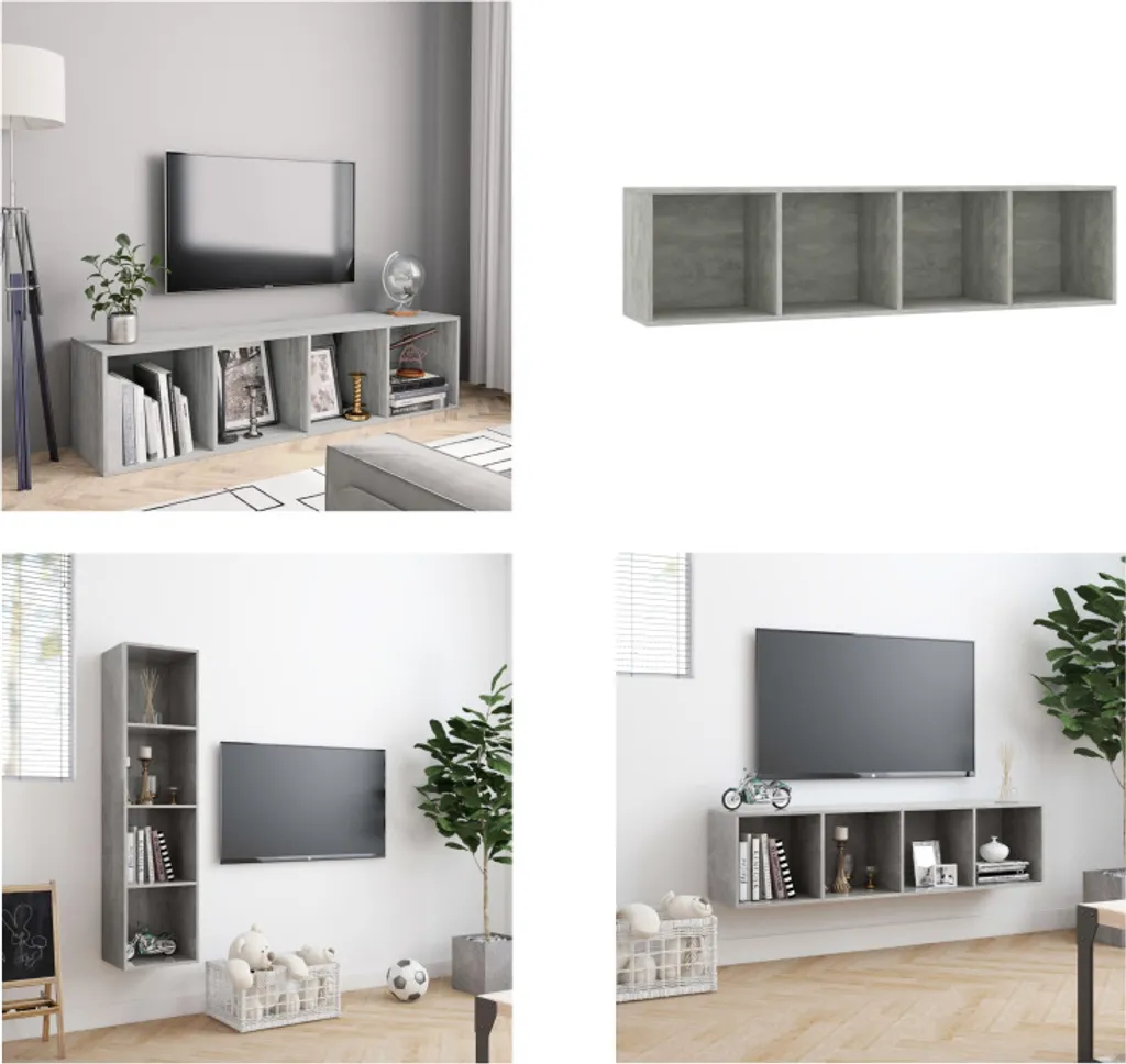 vidaXL Libreria Porta TV Grigio Cemento 143x30x36cm | Mobile Soggiorno