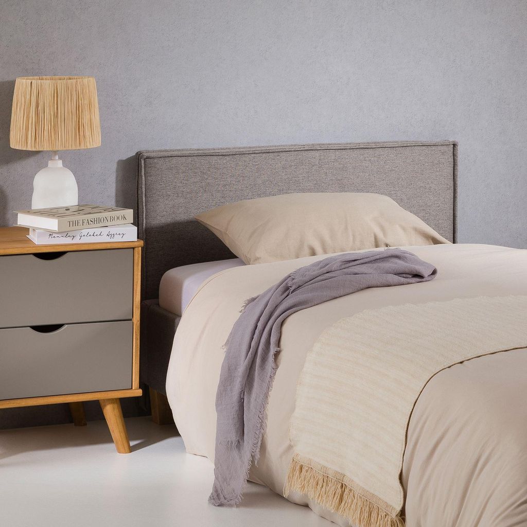 Kopfteil ANISA gepolstert 90cm grau – elegantes Bettkopfteil in Melange-Optik, Headboard mit Stoffbezug, langlebig und bequem, Bettrückwand