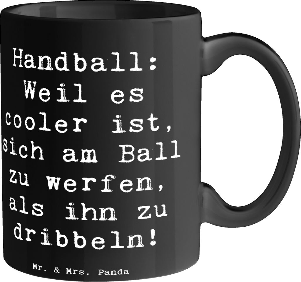 Mr. & Mrs. Panda Kaffeetasse Spruch Handball Action - Schwarz - Geschenk, Leidenschaft, keramik, Sportler, Sportart, Sport, Unterhaltung, Intensit...