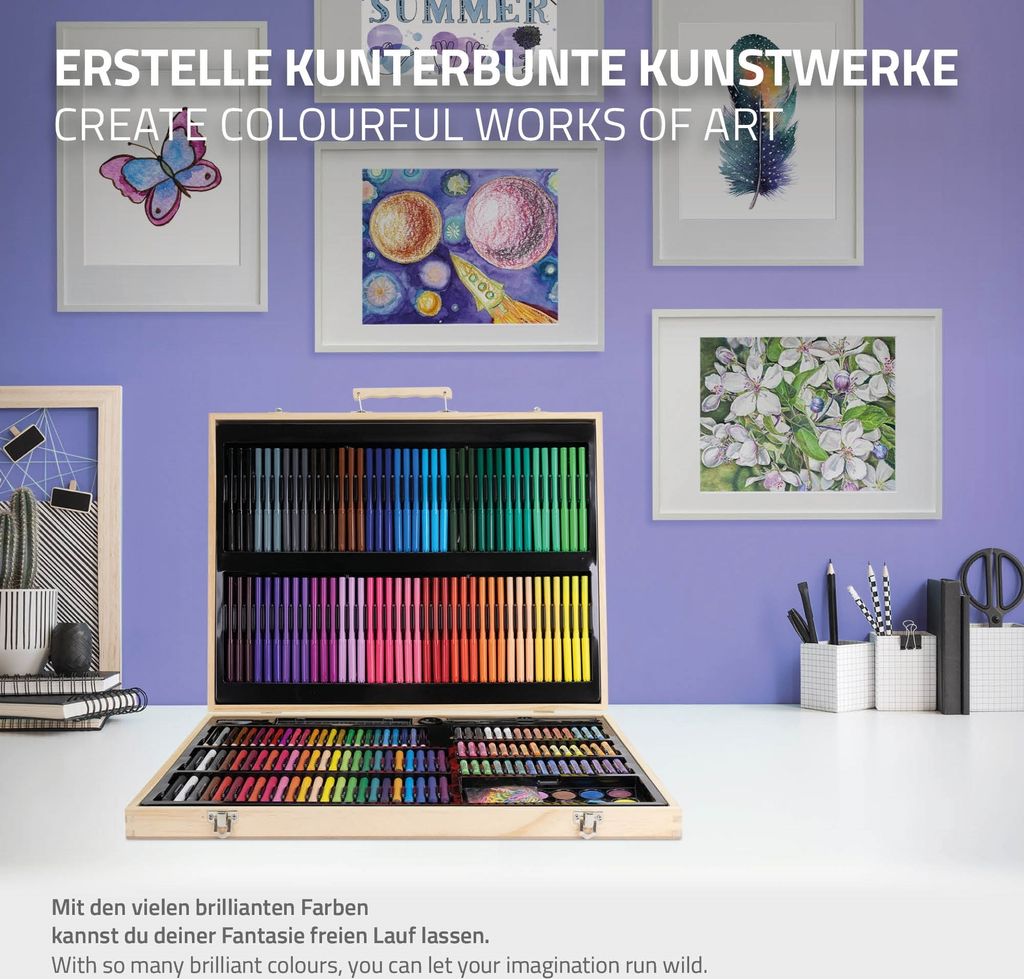 ECD Germany Malset mit Holzkoffer 220-Teilig für Kinder Produktbild 5