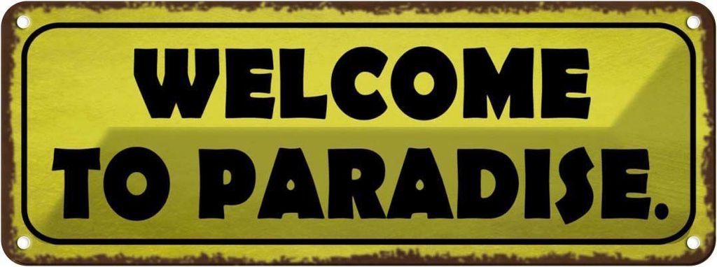vianmo Blechschild 10x27 cm Welcome to Paradise Dekoration