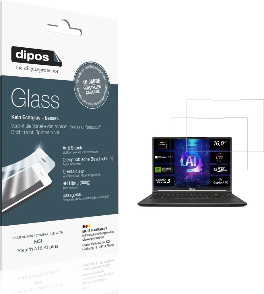 Film Protecteur pour MSI Stealth A16 AI Plus - Verre Flexible Pack de 2