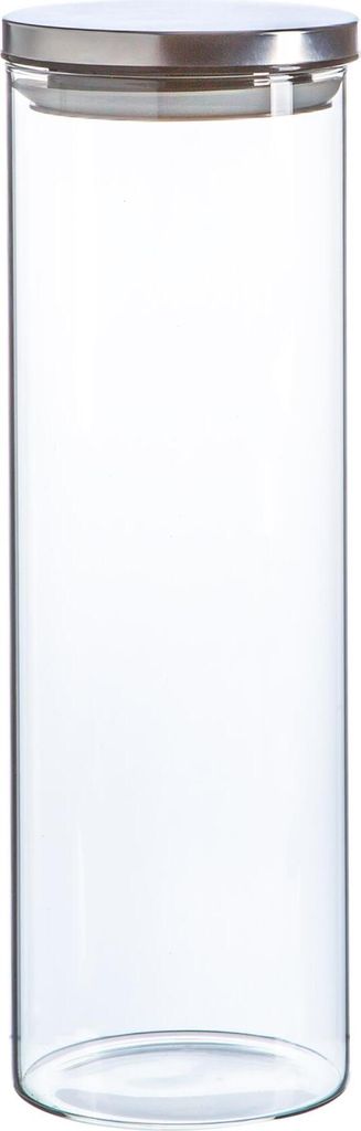 Argon Ta Glas Vorratsdose mit Metalldeckeln - Moderne Moderne KÃ1/4che Lebensmittel Speicherbehälter - Silikondichtung - 2 Liter - Silber