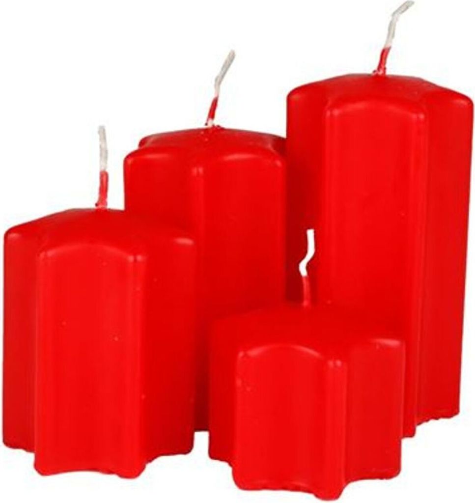 4er Adventskerzen rot Stumpenkerzen Weihnachtskerze Produktbild 
