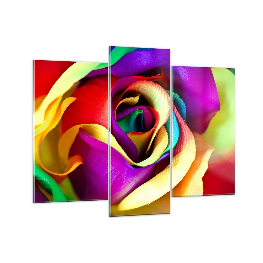 Bilder auf glas - Blume Farbe Rose - 130x100cm - Glasbilder - Wandbilder - Kunstdruck - zum Aufhängen bereit - Wanddekoration aus Glas - Glas Bild...