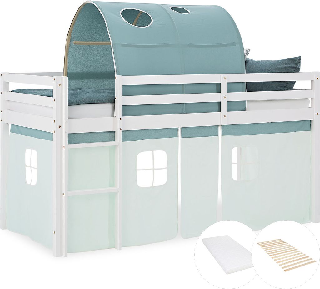Lit superposé 90x200 cm avec Matelas Lit mezzanine en Bois Image du produit 