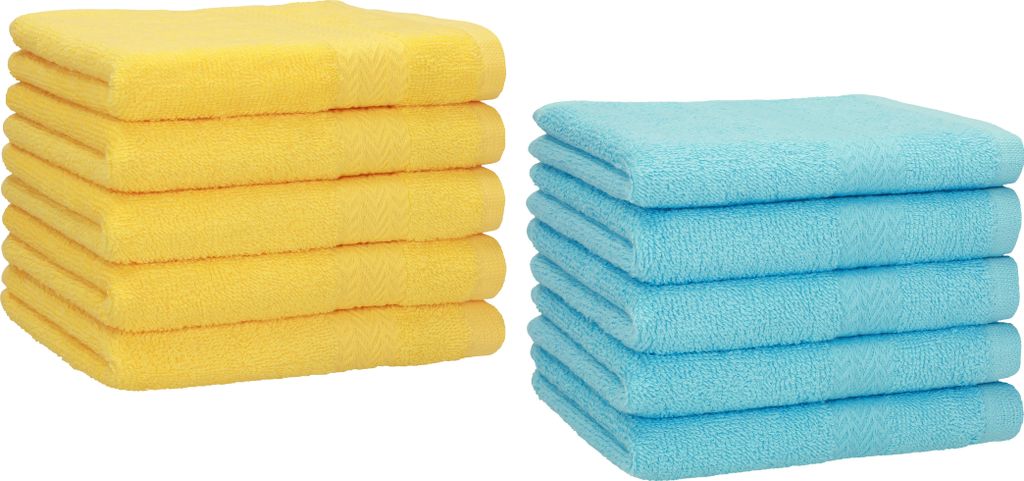 Betz 10 Stück Gästetücher 30x50 cm PREMIUM 100% Baumwolle Set Farbe: gelb und türkis