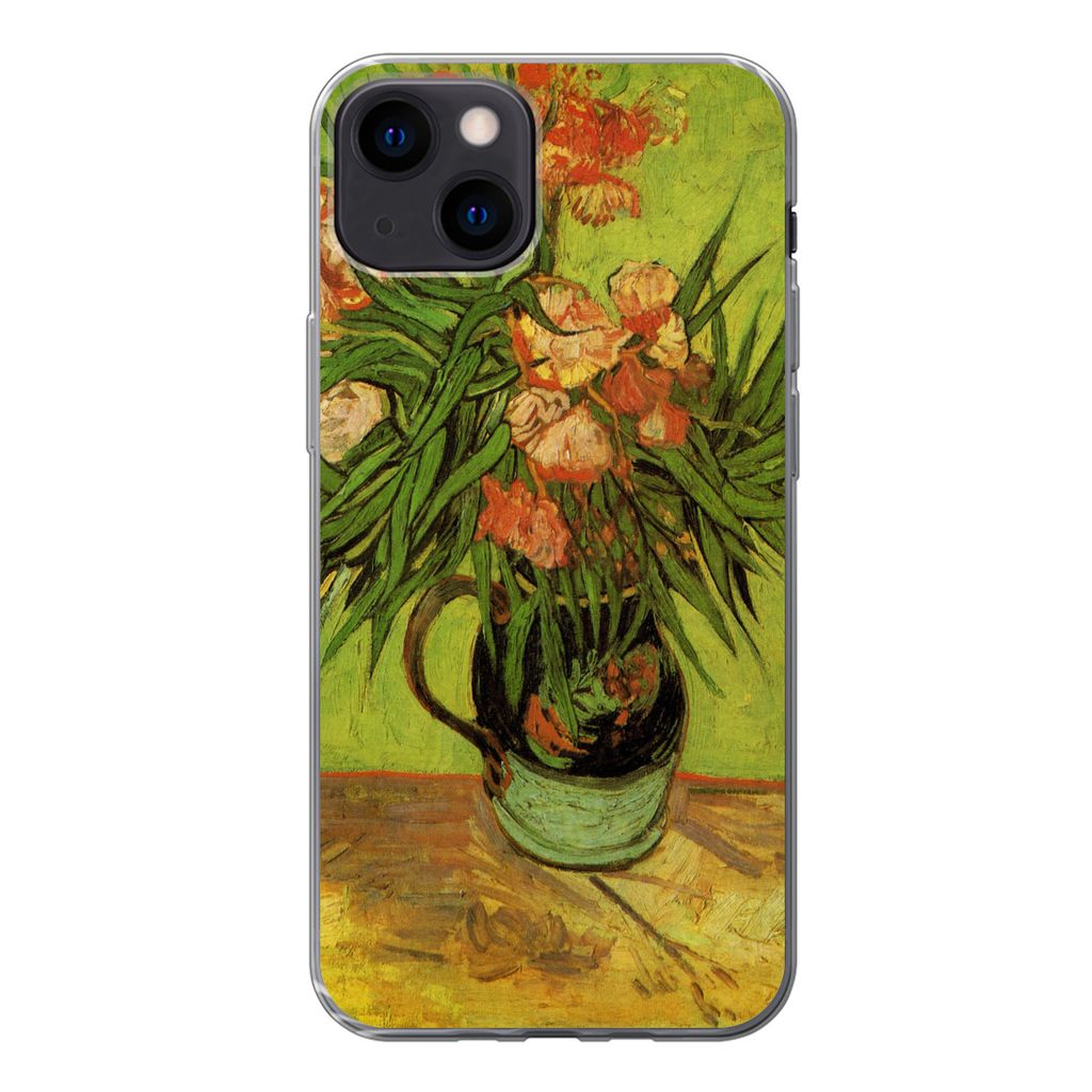 MuchoWow Handyhülle Schutzhülle Hülle für iPhone 13 Stillleben Vase mit Oleander und Büchern - Vincent van Gogh Silikon Softcase Handy Hüll...
