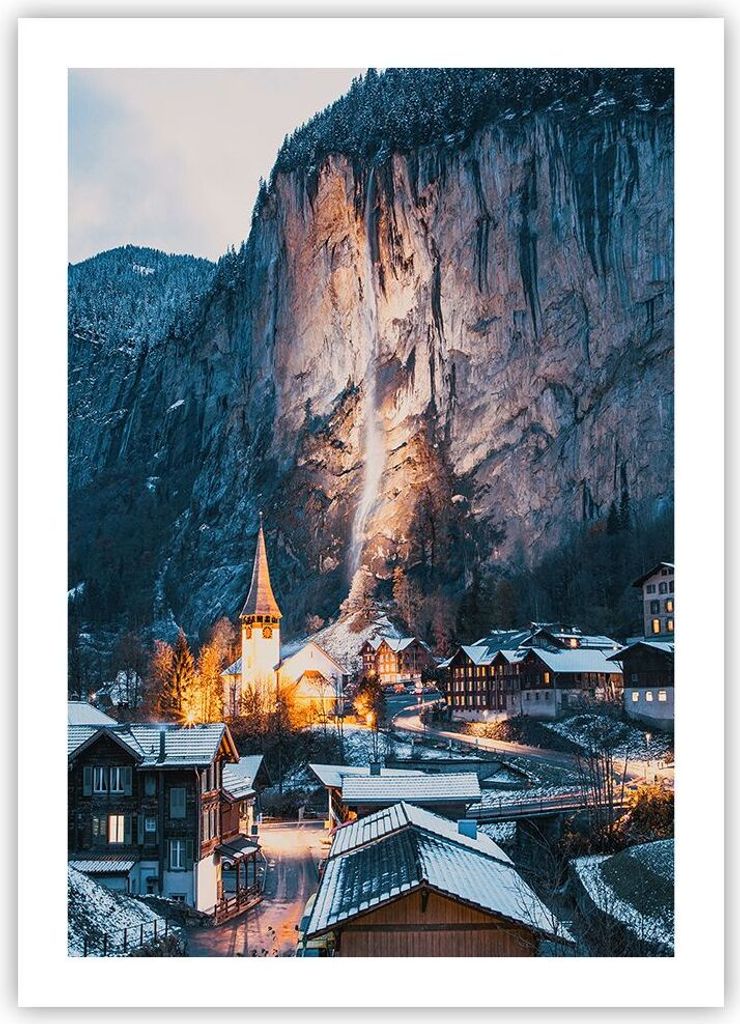 Poster - Poster ohne Rahmen - Lauterbrunnen Schweiz Tal - 50x70 cm - Wand Bild - Wanddeko - Wandbilder - Kunstposter - Wandposter - Bilder - Kunstd...