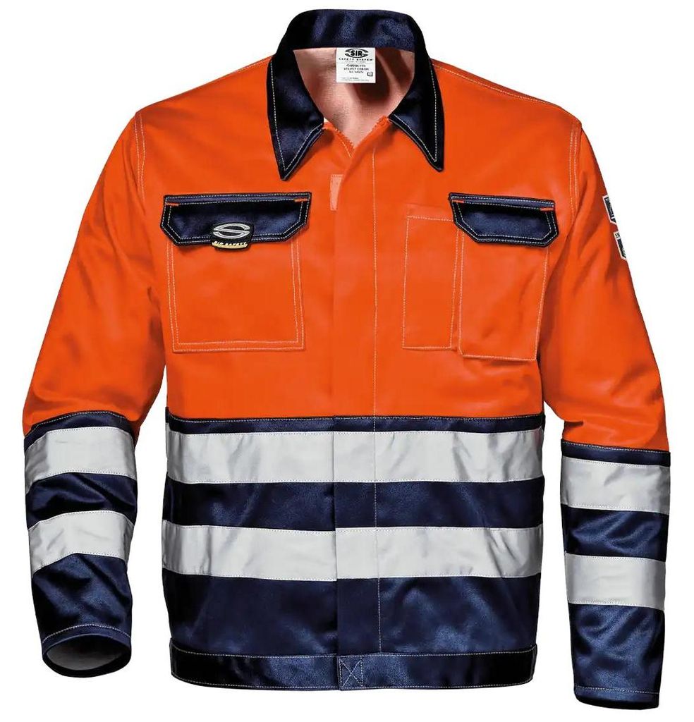 Sir Safety VELVET COLOR Herren Warnschutzjacke kältebeständig mit doppelten Reflexstreifen, 3XL, Warnorange/Blau