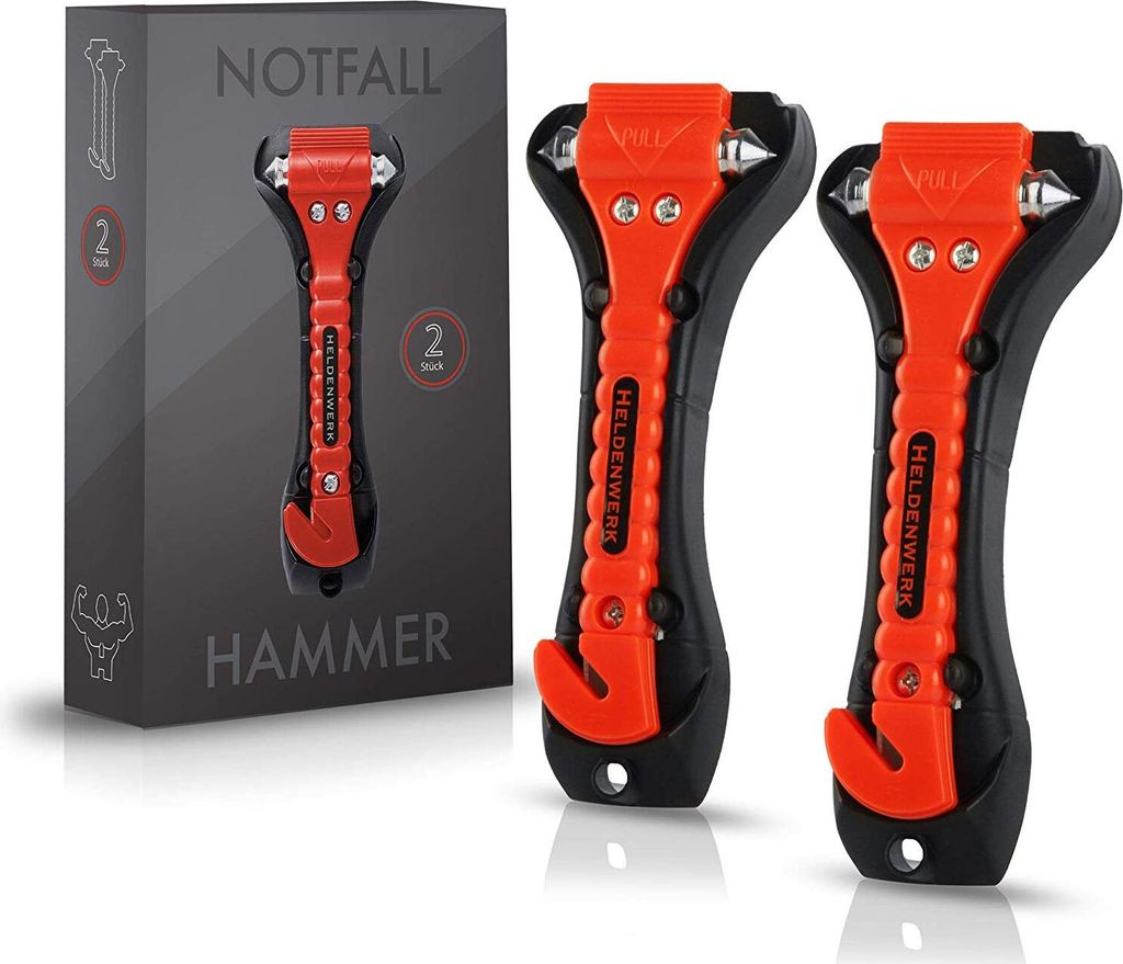 Notfallhammer inkl. Gurtschneider 2er Set rot Nothammer Produktbild 