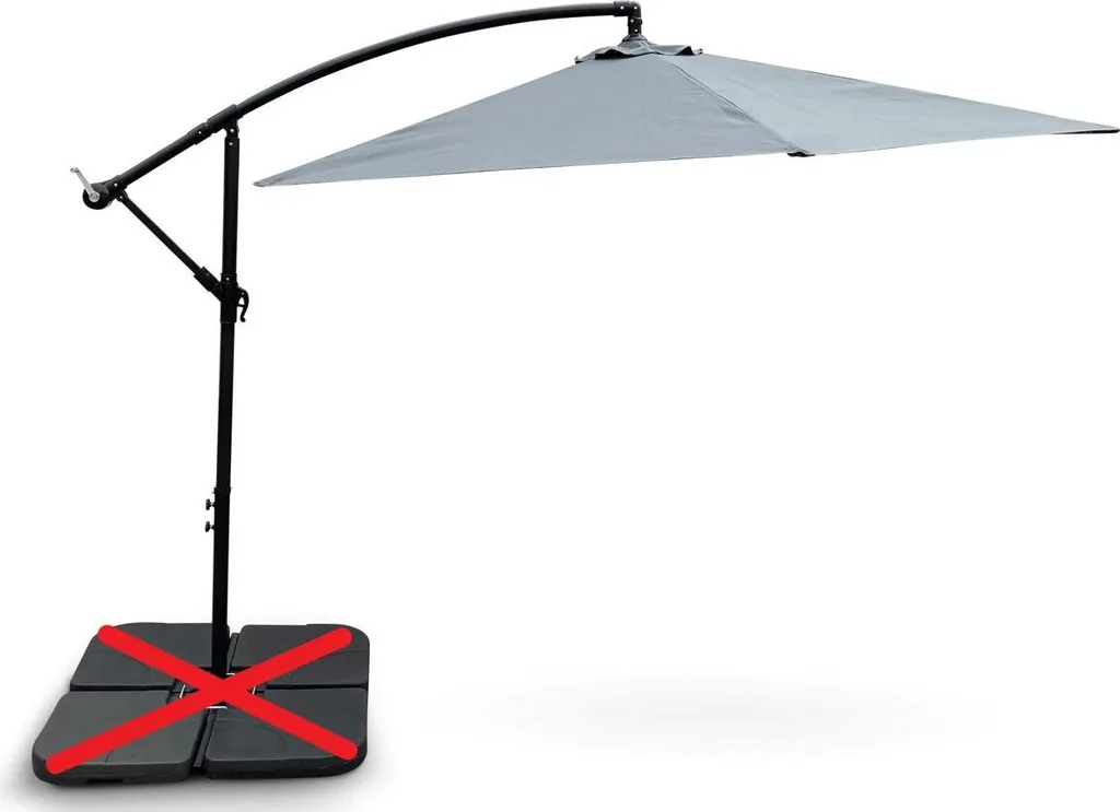 Parasol déporté rond 3m gris Noela Crochet pour terrasse et extérieur