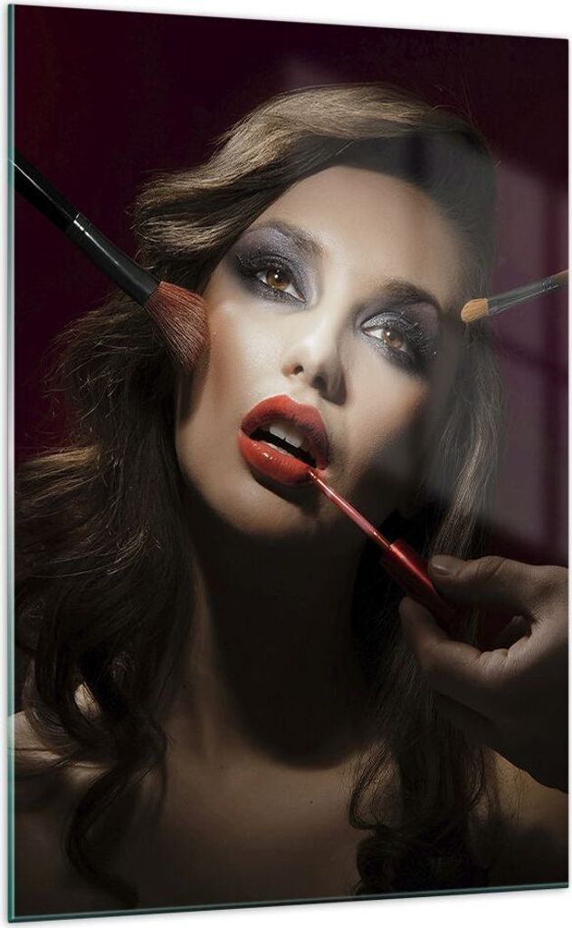 Bilder auf glas - Einteilig - Frau Make-up schön - 70x100cm - Glasbilder - Wandbilder - Bilder - zum Aufhängen bereit - Wanddekoration aus Glas -...