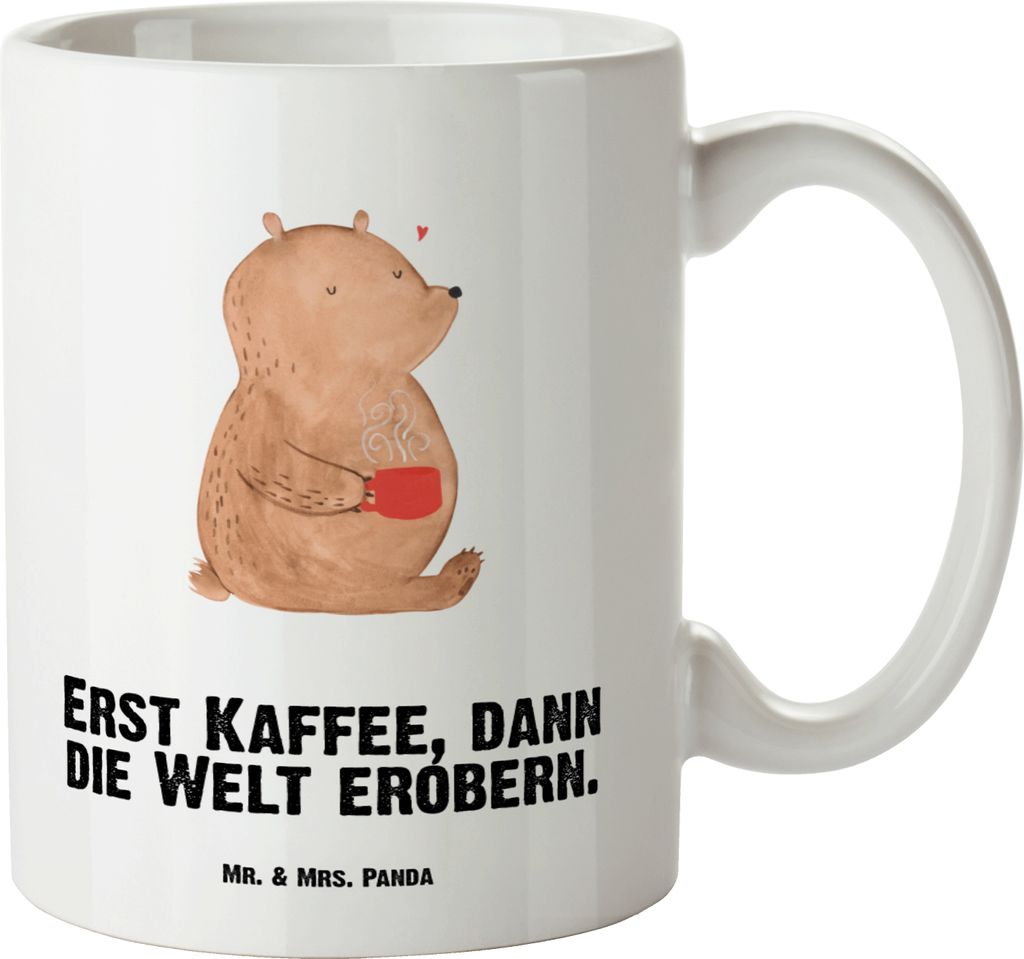 Mr. & Mrs. Panda Große Teetasse Bär Kaffee - Weiß - Geschenk, Motivation, Haferl, Guten Morgen, Teddy, Tasse, Keramiktasse, Coffee, Riesenkaffee...
