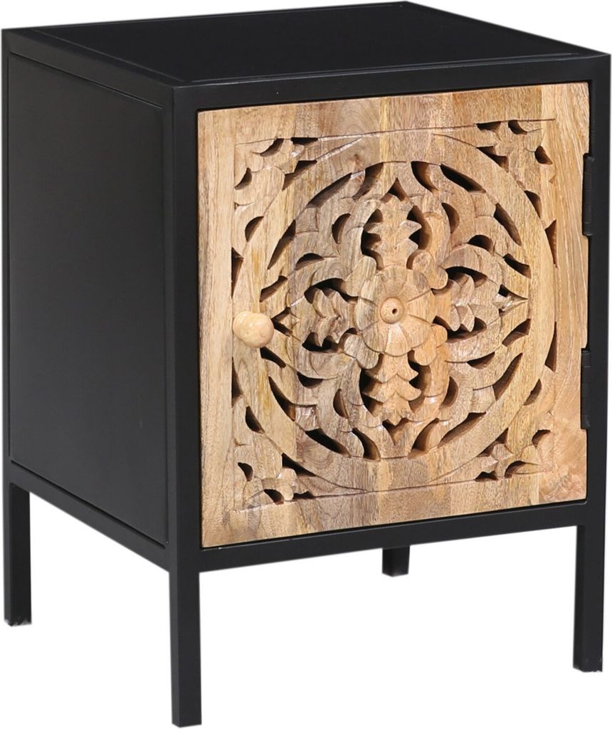 Marrakesch Marokkanische Nachttisch kleine Kommode mit Tür aus Holz 53cm hoch | Beistelltisch für Schlafzimmer oder Kinderzimmer als Orientalisch...