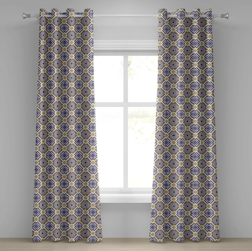 Paire de rideaux décoratifs vintage à motifs géométriques 280x245cm