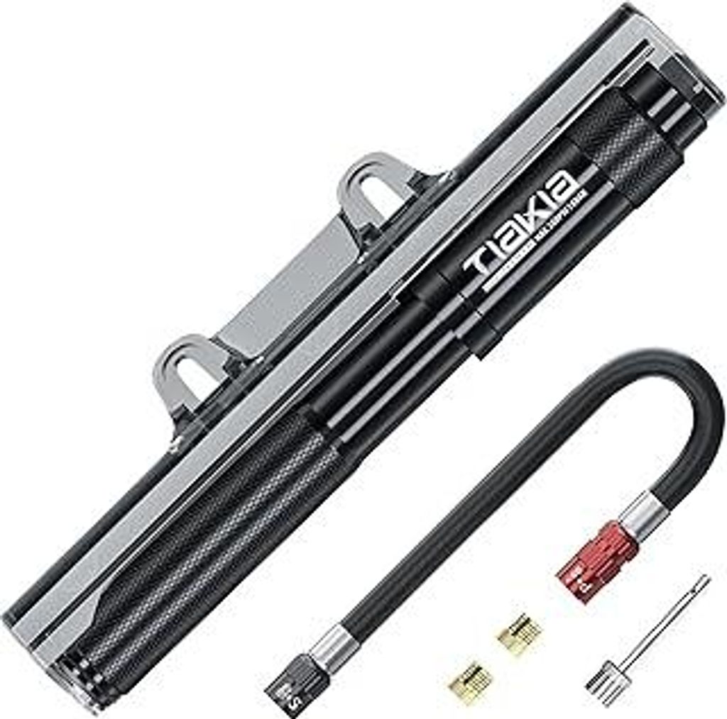 Tiakia Fahrrad Pumpe Mini 260PSI Hoher Druck Luftpumpe Klein für Presta Schrader Dunlop Ventile, Kompakt Tragbare Handpumpe Fahrradpumpe Leicht f...