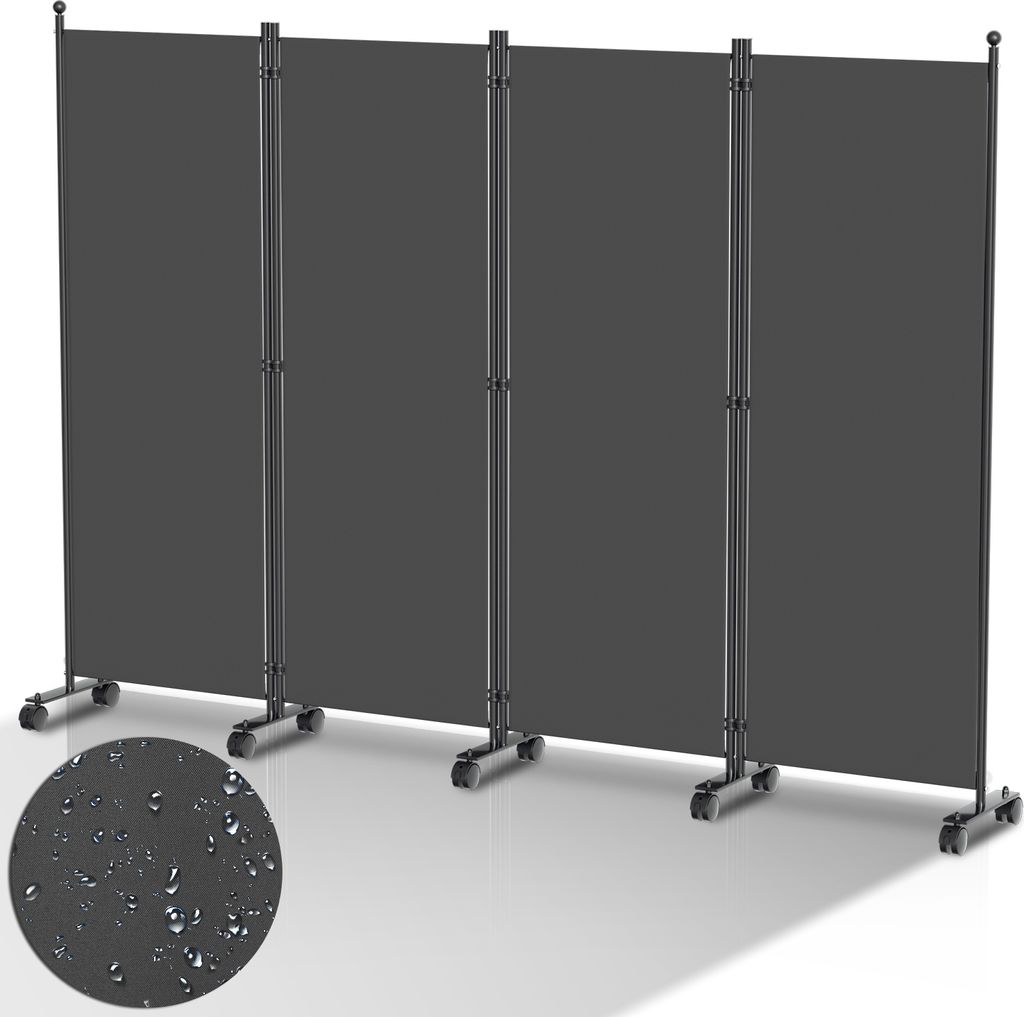 Paravent auf Rollen 4 teilig Anthrazit 228x181 cm Outdoor Produktbild