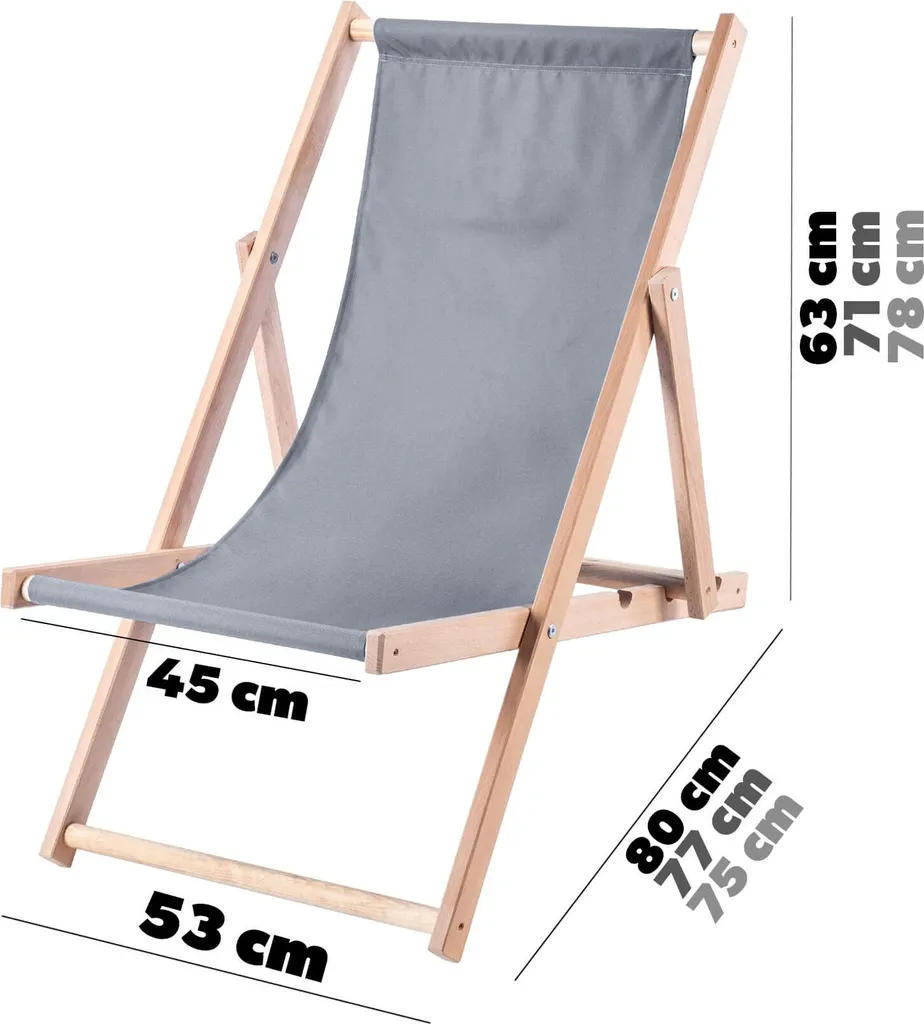 Set 2 Sdraio Pieghevoli e Tavolino KADAX Legno Faggio e Grigio - 12