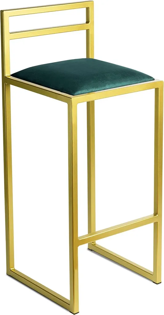 Sedia da bar 84 cm nera con schienale - Sedia da bar rivestita in metallo in stile loft - oro - verde