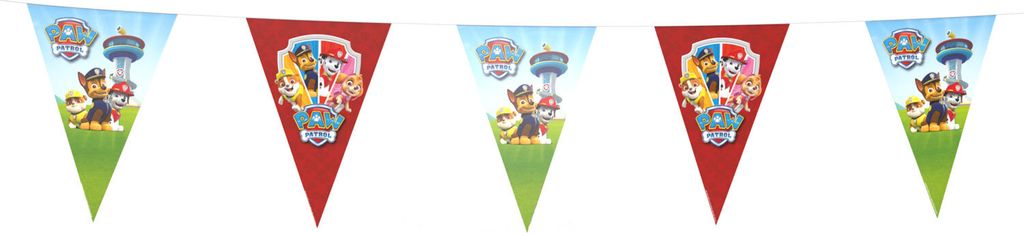 Wimpelkette Paw Patrol 5 m Fahnenkette für Kindergeburtstag Hunde Polizei Motto