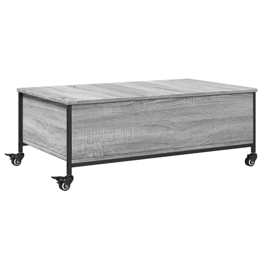 Tavolino con rotelle Grey Sonoma 91x55x34 cm Materiale a base di legno