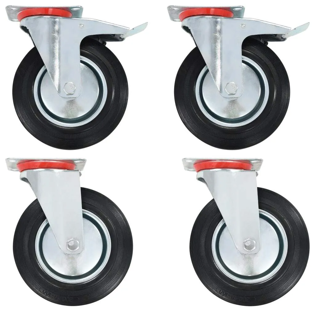 Roues pivotantes 4 pcs 200 mm - Lot de roulettes industrielles robustes