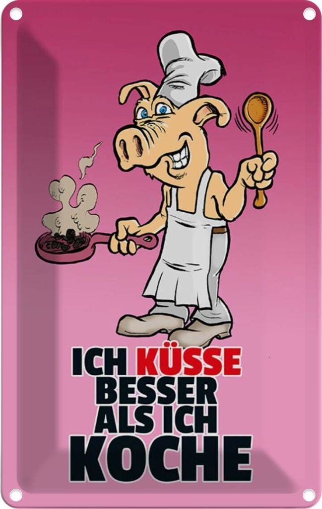 vianmo Blechschild 30x20 cm Ich küsse besser als koche Dekoration Spruch Zitat