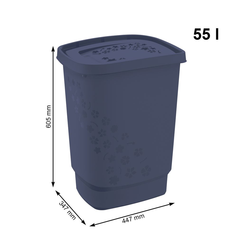 Wäschesammler 55 l FLOWERS, Farbe:Iris dunkelblau ged. Produktbild 