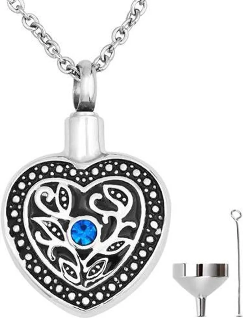 Collana Urna Cuore Blu Acciaio Inox | Gioiello Ricordo con Kit