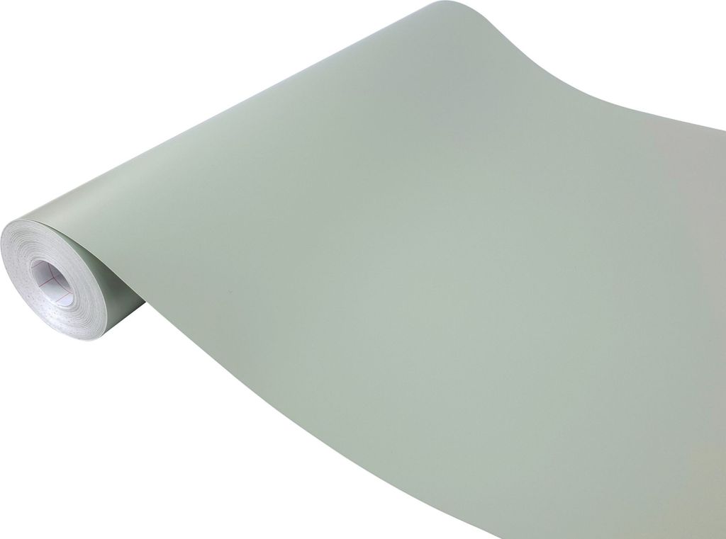Klebefolie Möbel 45x740 cm - Blass Grün Matt - Möbelfolie selbstklebend einfarbig - Folie für Möbel zur einfachen Renovierung von Türen, Tisc...