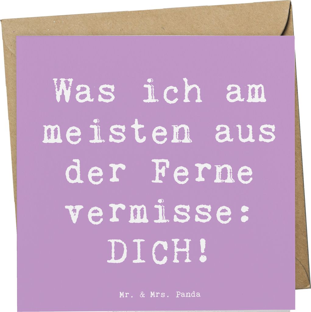 Mr. & Mrs. Panda Glückwunschkarte Spruch Heimweh Dich - Lavendeltraum - Geschenk, was ich am meisten aus der Ferne vermisse, Zitat, vertraut, falt...