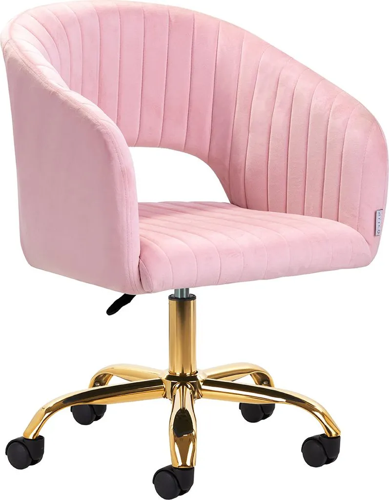 4Rico QS-OF212G Sedia Cosmetica Velluto Rosa Oro | Arredo Salone Elite