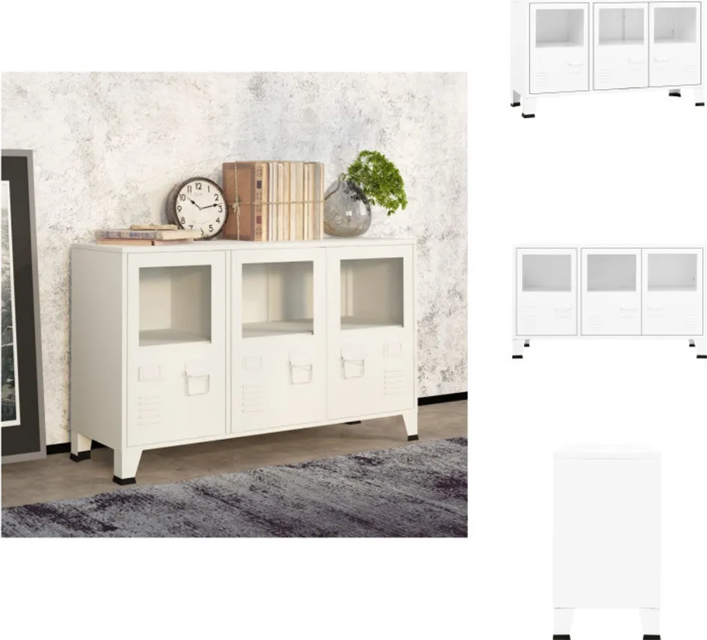Armadietto Industriale Bianco vidaXL - Mobile Vetro 105x35x62 cm