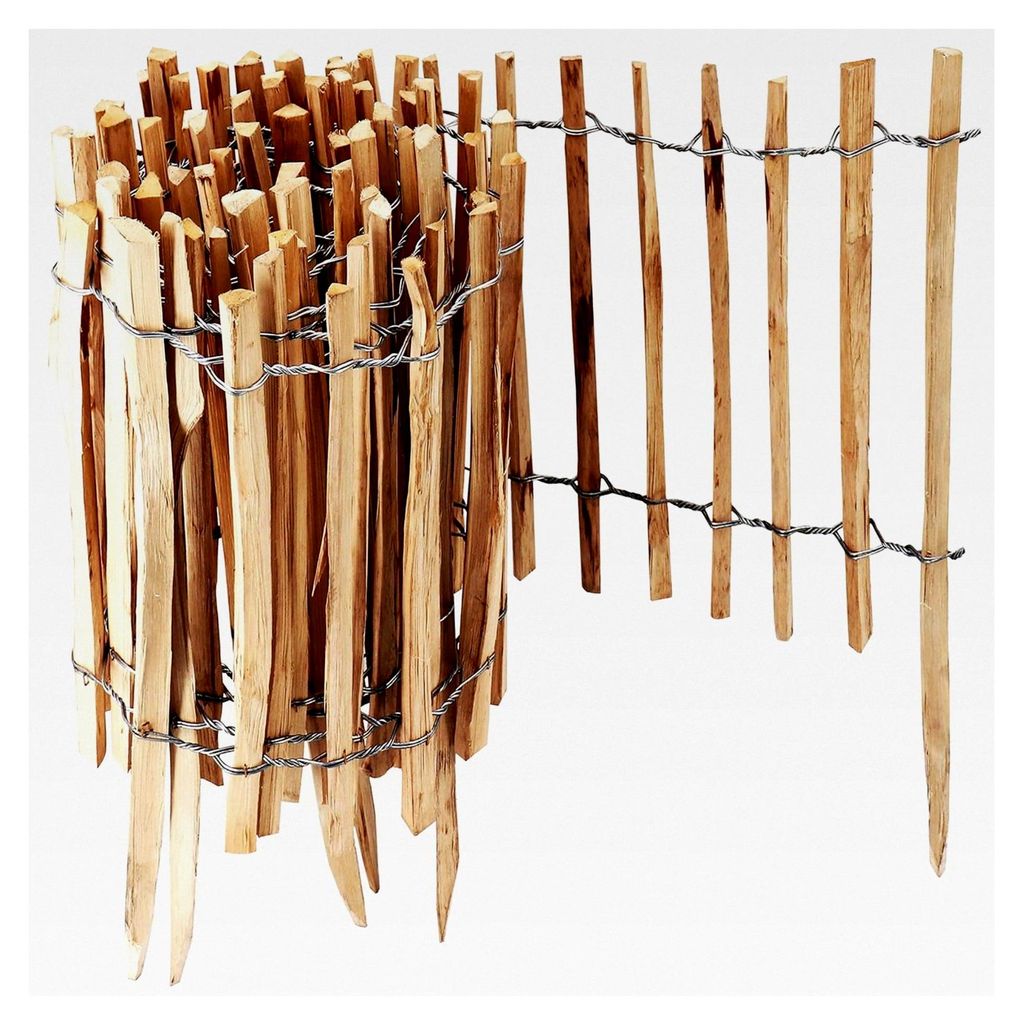 Staketenzaun Rollboarder mit Lattenabstand 4-6cm für Gartenzaun, ideal als Beeteinfassung, Beetumrandung oder Wegabgrenzung, langlebiger Holzzaun ...