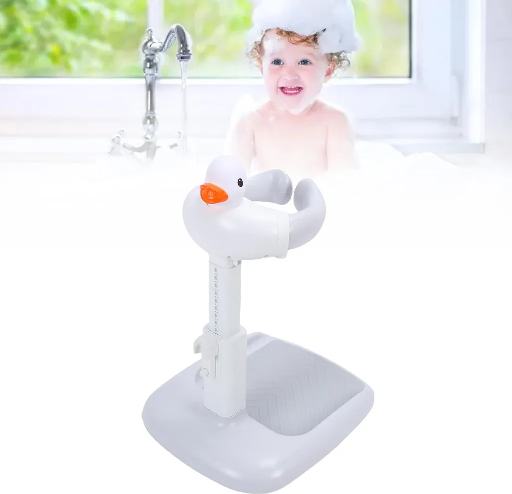 Support baignoire bébé pliable et réglable en hauteur, design gris - 4