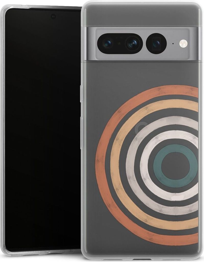 DeinDesign Slim Hülle für Google Pixel 7 Pro Silikon Case Ultra Dünn Handyhülle Kreise Regenbogen Wasserfarbe