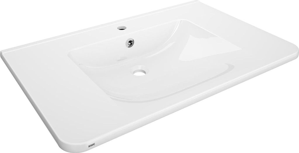 KWC AR Einzelwaschtisch, MEDCARE, MIRANIT, 850x150x550 mm, weiß, Hahnloch, Überlauf