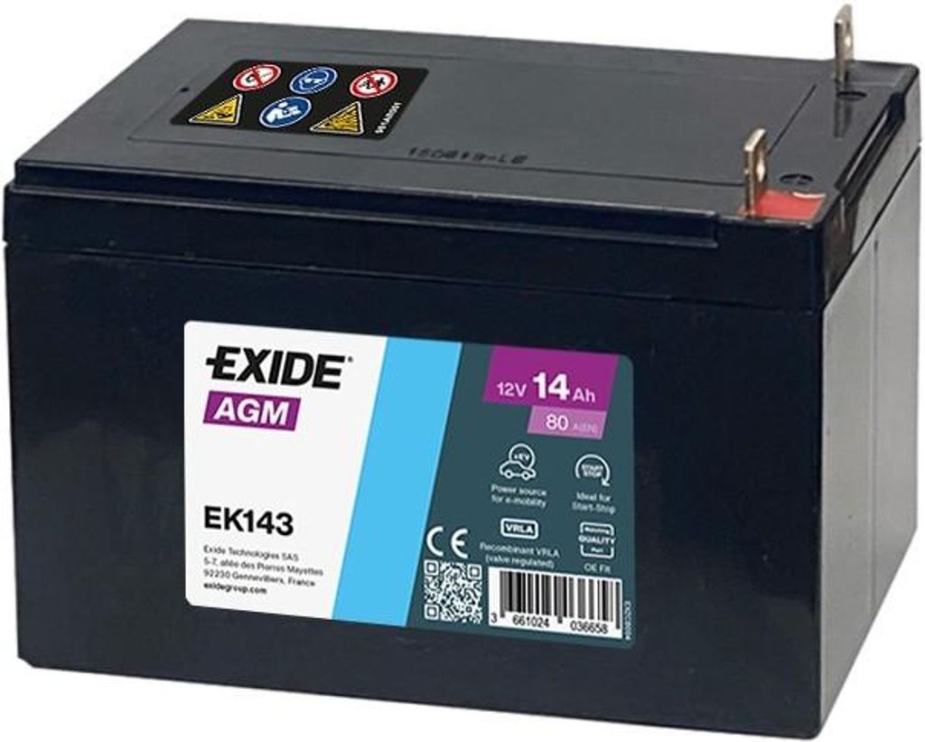 EXIDE AGM Auxiliary Starterbatterie 12V 14Ah 80A/EN Produktbild 