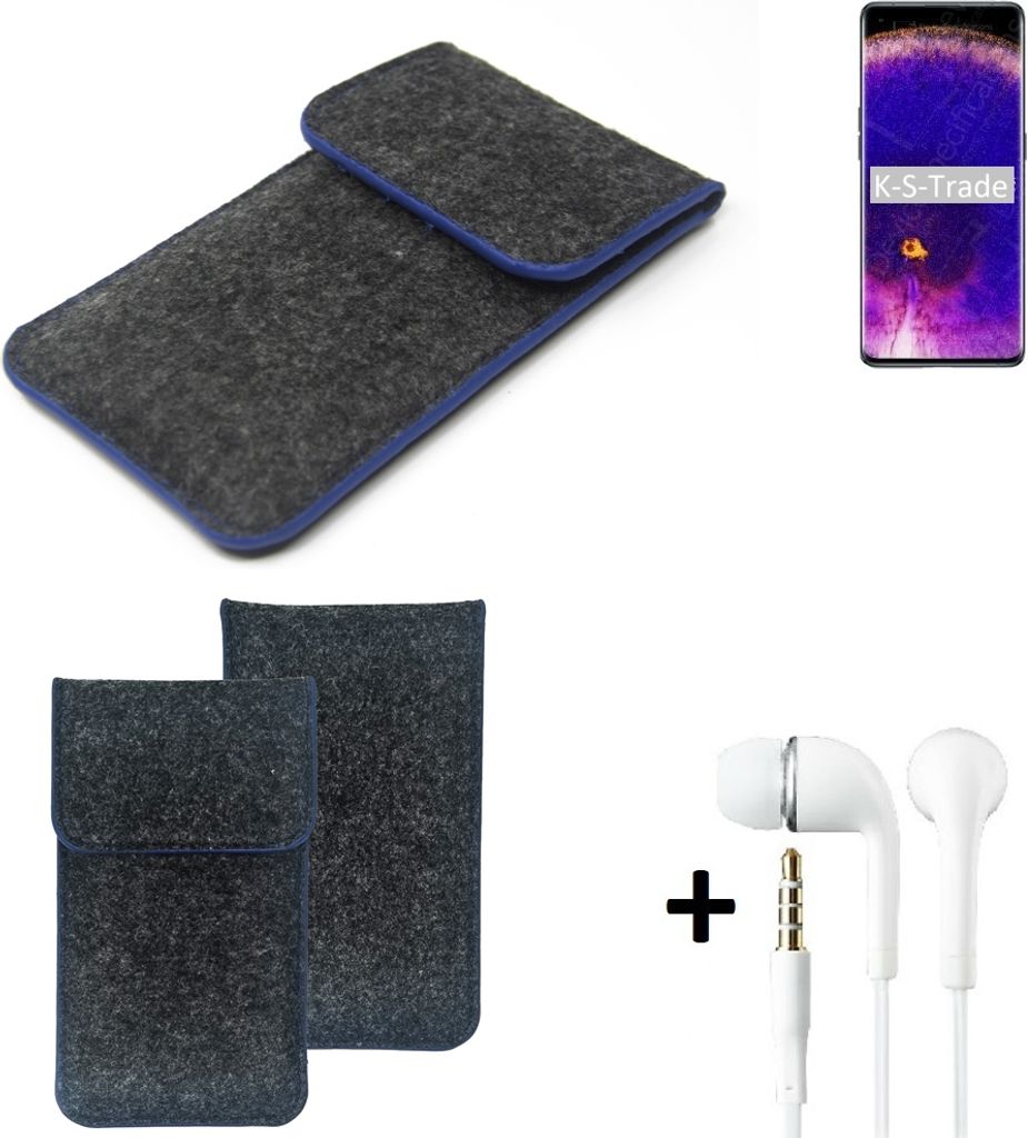 K-S-Trade Handy Schutz Hülle kompatibel mit Oppo Find X5 Schutzhülle Handyhülle Filztasche Pouch Tasche Case Sleeve Filzhülle dunkelgrau, blauer