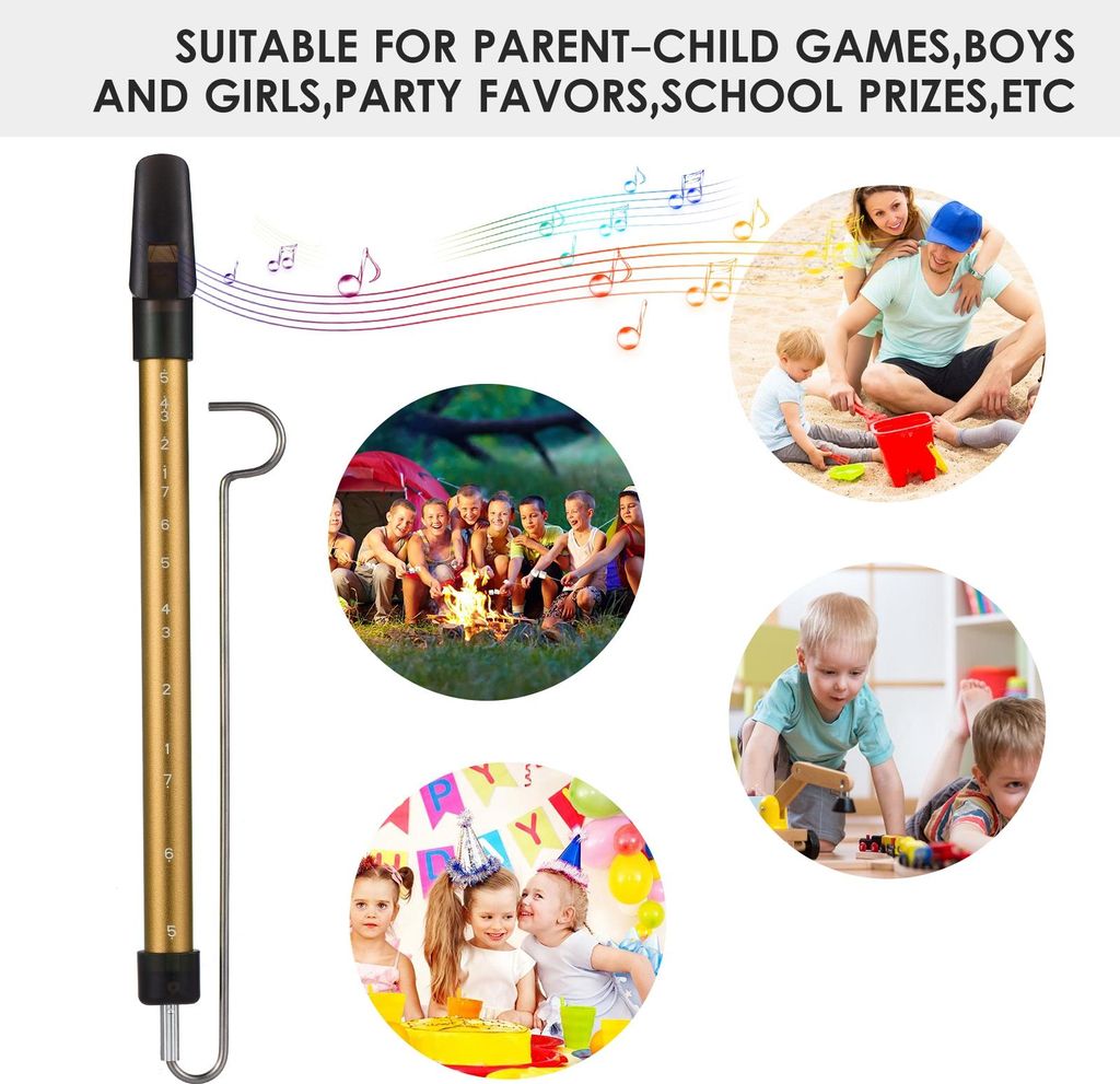 Metall-Schiebeflöte mit Stahl-Schiebestange Musikinstrument Spielzeug für Kinder Kazoo-Flöte für Eltern-Kind-Spiele Jungen und Mädchen